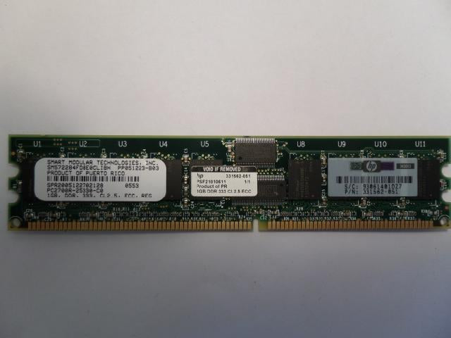 SM572284FD8E0CLIBH - Smart 1GB 184p PC2700 CL2.5 18c 128x4 Registered ECC DDR DIMM - Refurbished