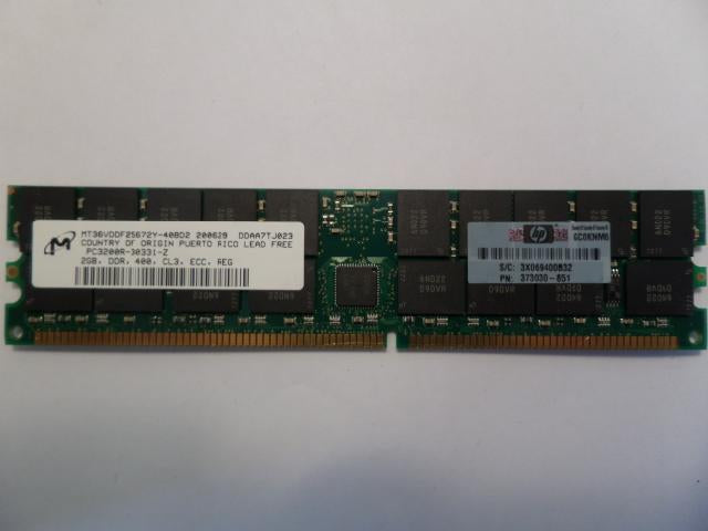 MT36VDDF25672Y-40BD2 - Micron 2GB 184p PC3200 CL3 36c 128x4 DDR400 2Rx4 2.5V ECC Registered DIMM - Refurbished
