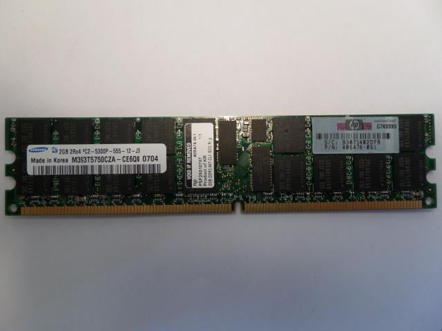 M393T5750CZA-CE6Q0 - Samsung 2GB 240p PC2-5300 CL5 36c 128x4 DDR2-667 2Rx4 1.8V ECC Registered DIMM - Refurbished