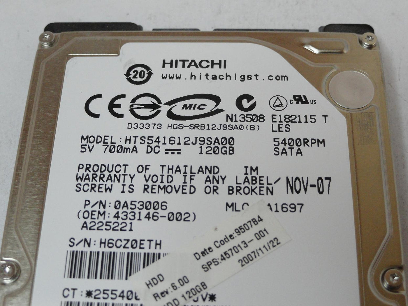 PR23984_0A53006_Hitachi HP 120GB SATA 5400rpm 2.5in HDD - Image3