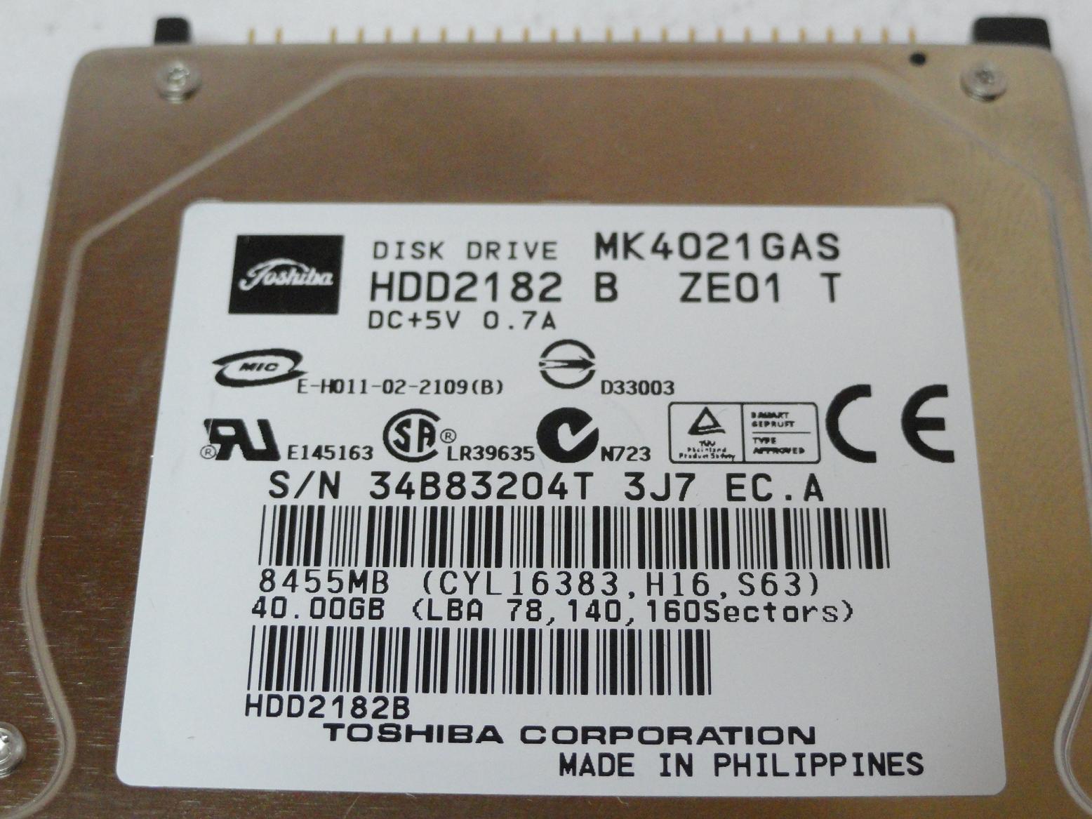 PR24001_HDD2182_Toshiba 40GB IDE 4200rpm 2.5in HDD - Image3