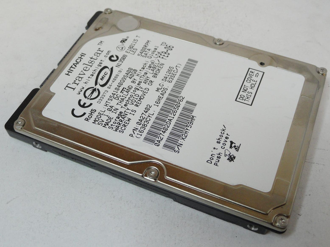 0A27402 - Hitachi 40GB SATA 5400rpm 2.5in HDD - Refurbished