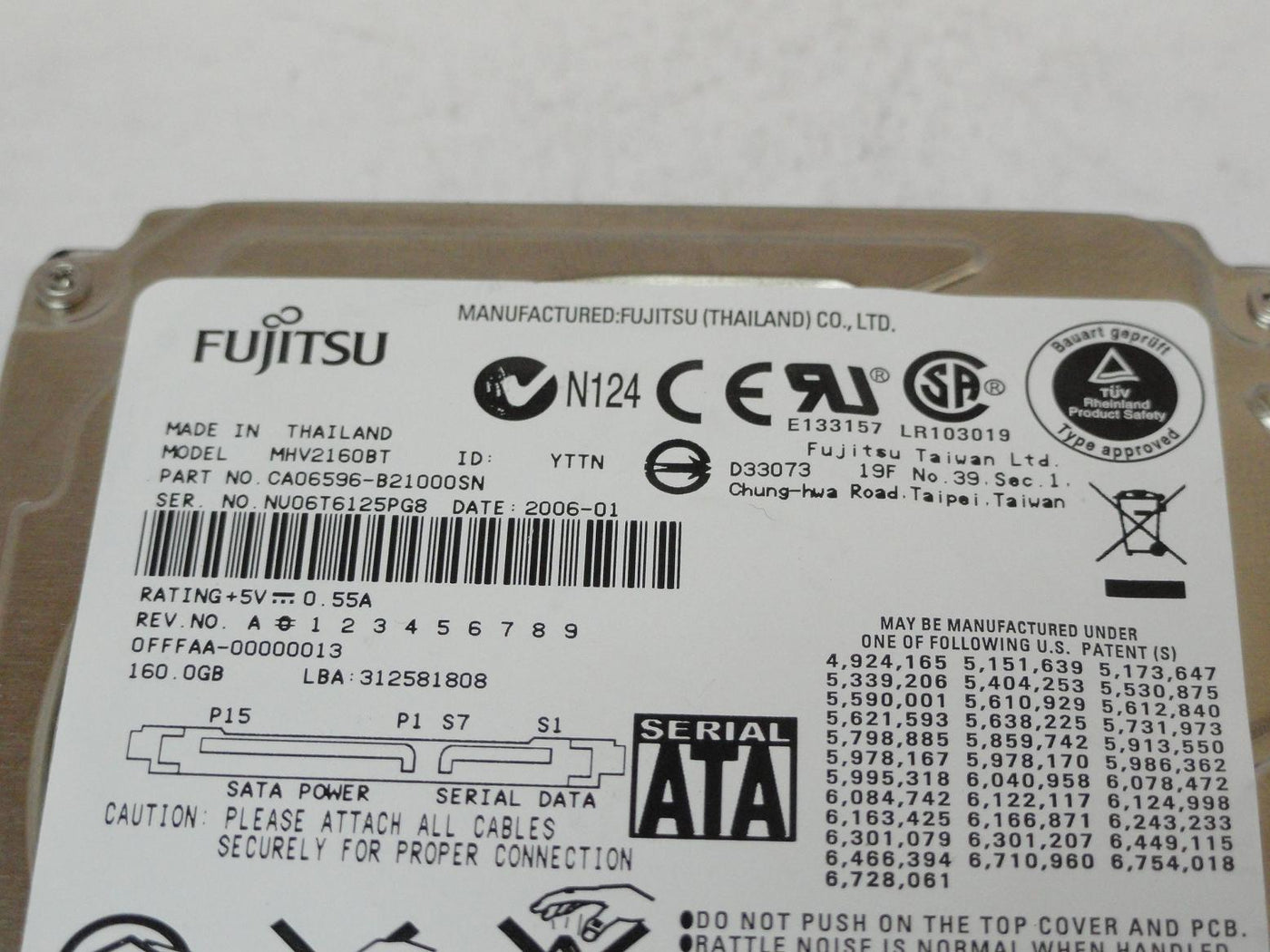 PR24024_CA06596-B21000SN_Fujitsu 160GB SATA 4200rpm 2.5in HDD - Image3