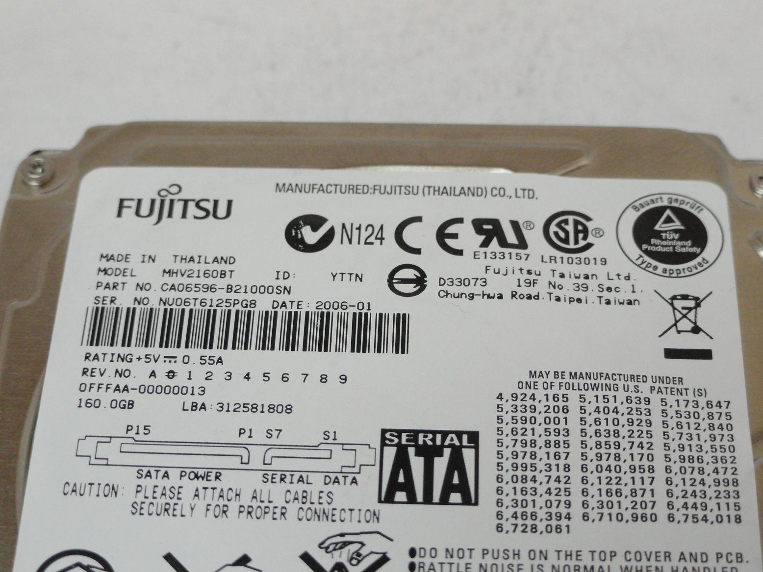 PR24024_CA06596-B21000SN_Fujitsu 160GB SATA 4200rpm 2.5in HDD - Image3
