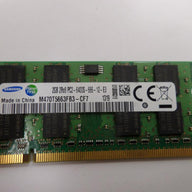 M470T5663FB3-CF7 - Samsung 2GB PC2-6400 DDR2-800MHz non-ECC Unbuffered CL6 200-Pin SODIMM Dual Rank Memory Module - Refurbished