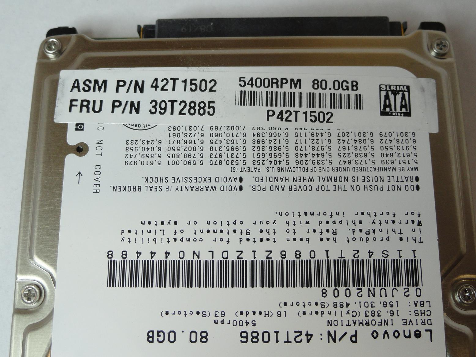 PR24102_CA07018-B322000L_Fujitsu Lenovo 80GB SATA 5400rpm 2.5in HDD - Image3