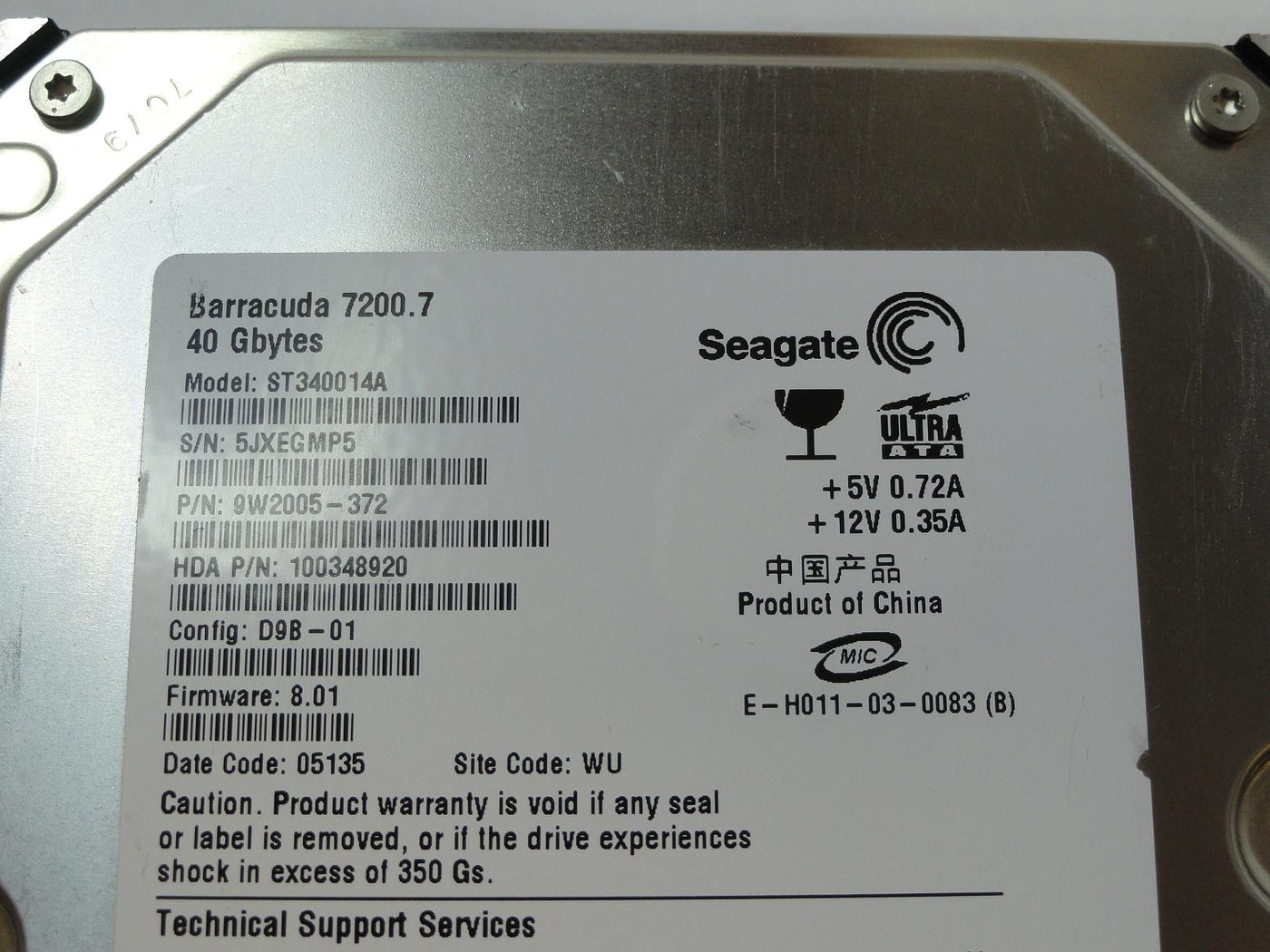 PR24135_9W2005-372_Seagate 40GB IDE 7200rpm 3.5in HDD - Image3