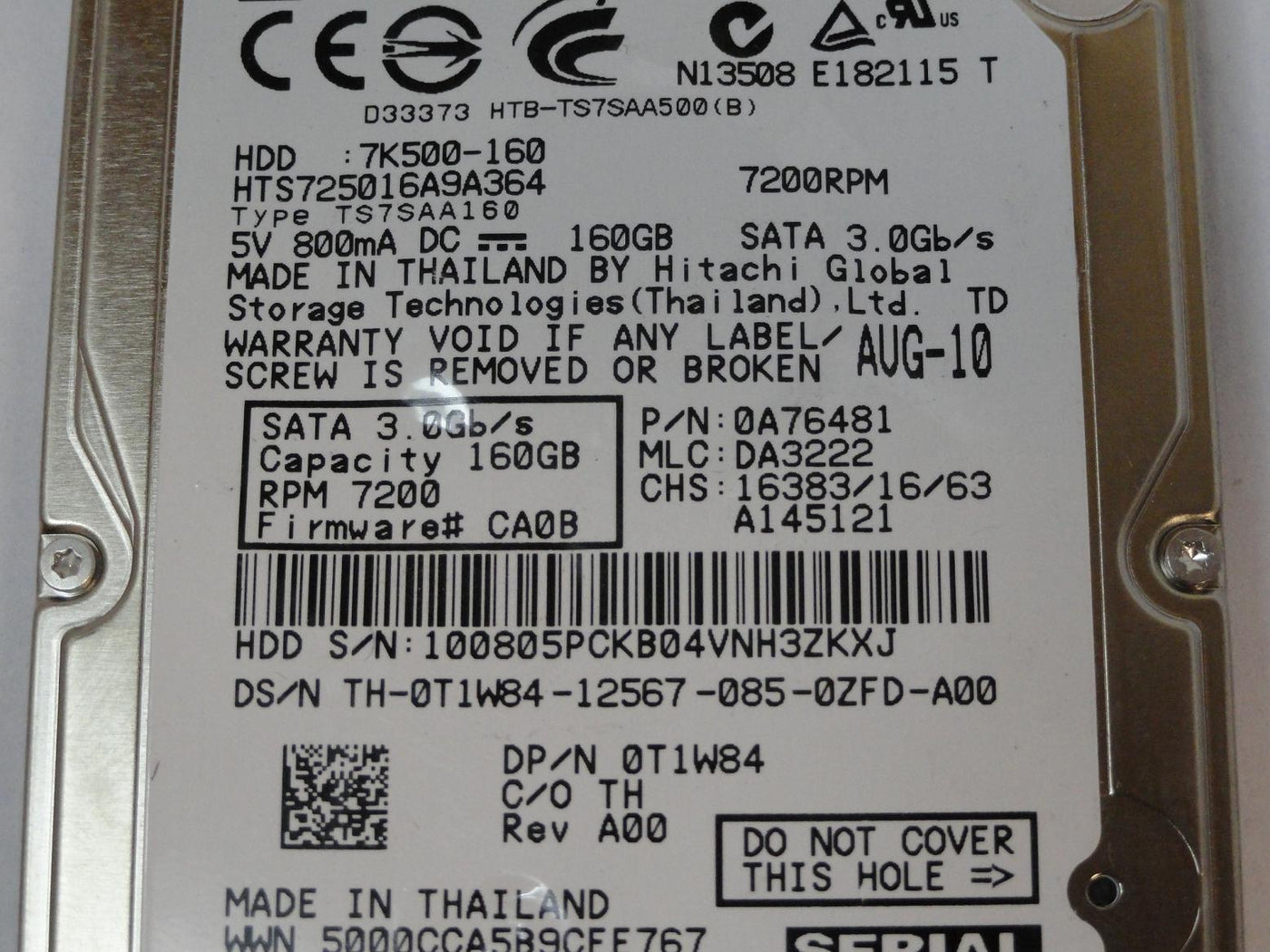 PR24146_0A76481_Hitachi Dell 160GB SATA 7200rpm 2.5in HDD - Image3