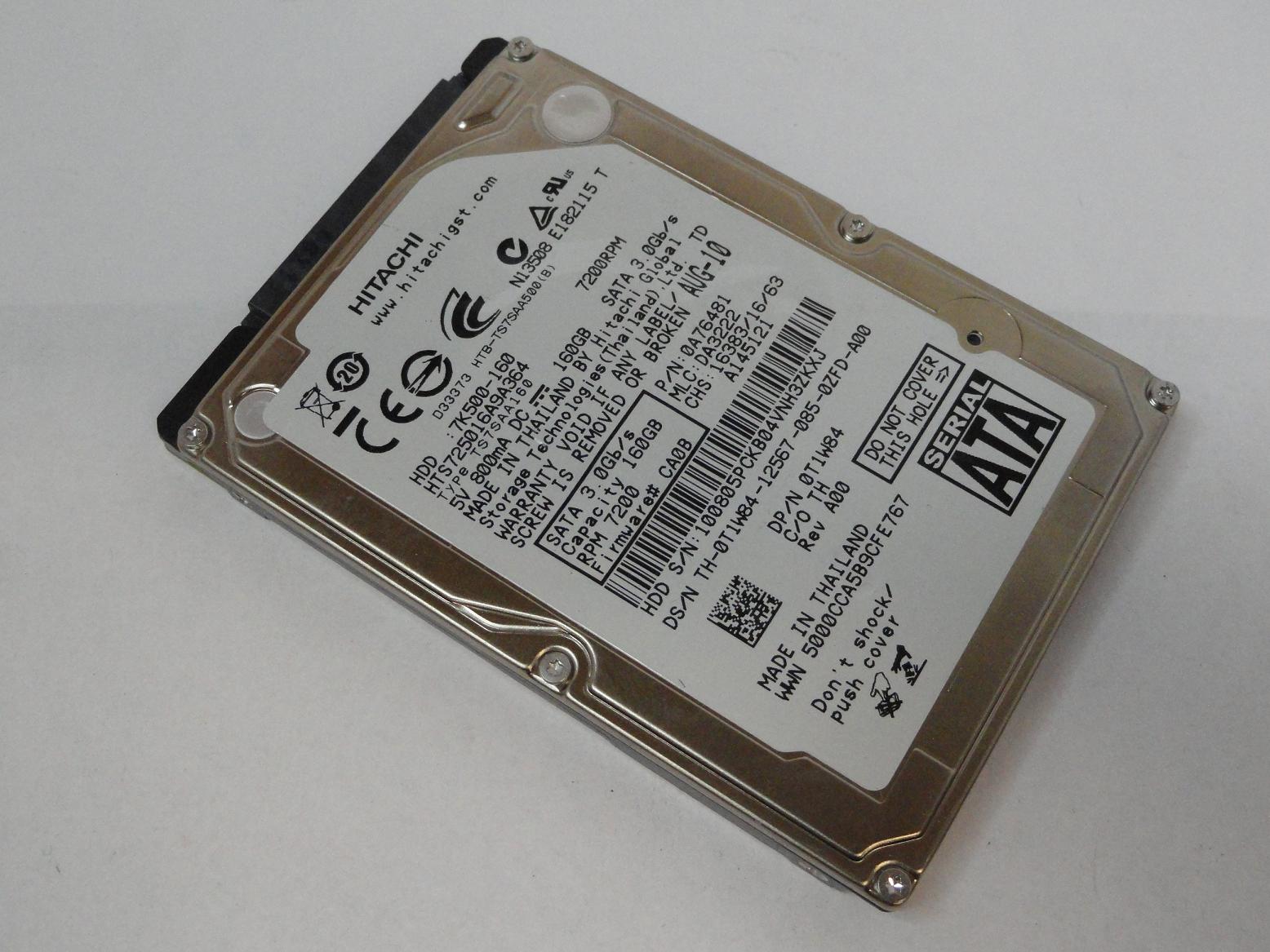 0A76481 - Hitachi Dell 160GB SATA 7200rpm 2.5in HDD - Refurbished
