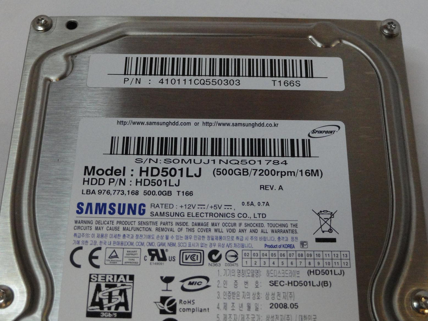 PR24151_HD501LJ_Samsung 500GB SATA 7200rpm 3.5in HDD - Image3