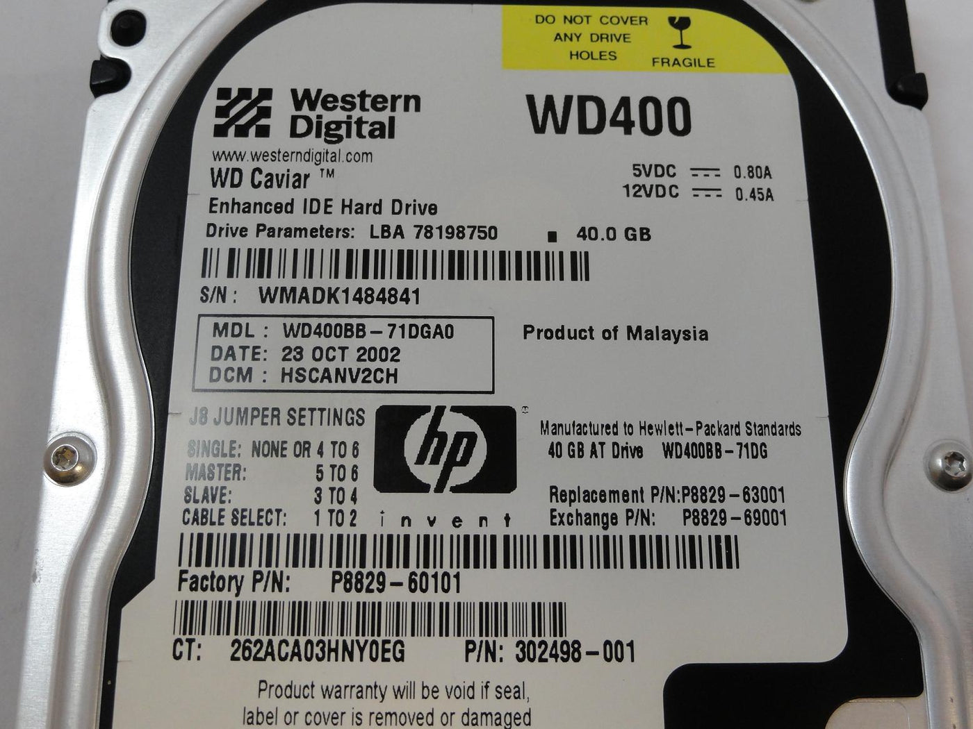 PR24199_WD400BB-71DG_Western Digital HP 40GB IDE 7200rpm 3.5in HDD - Image3