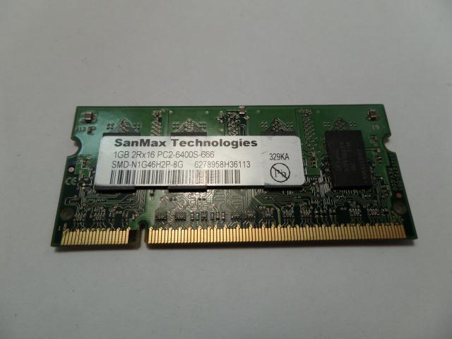 SMD-N1G46H2P-8G - SanMax 1GB 200p PC2-6400 CL6 8c 64x16 DDR2-800 2Rx16 1.8V SODIMM - Refurbished