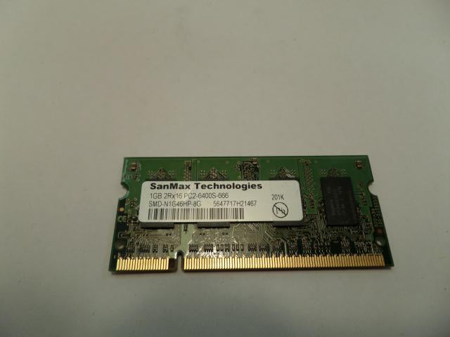 SMD-N1G46HP-8G - SanMax 1GB 200p PC2-6400 CL6 8c 64x16 DDR2-800 2Rx16 1.8V Unbuffered SODIMM - Refurbished