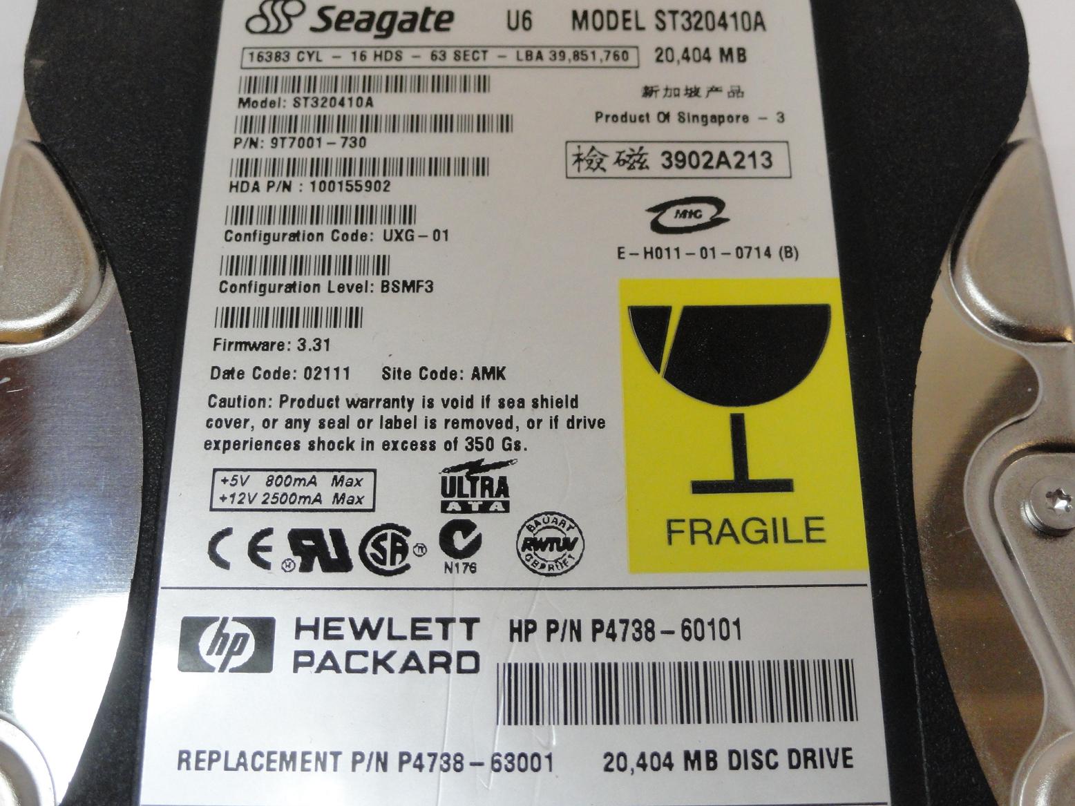 PR24312_9T7001-730_Seagate HP 20GB IDE 5400rpm 3.5in HDD - Image3