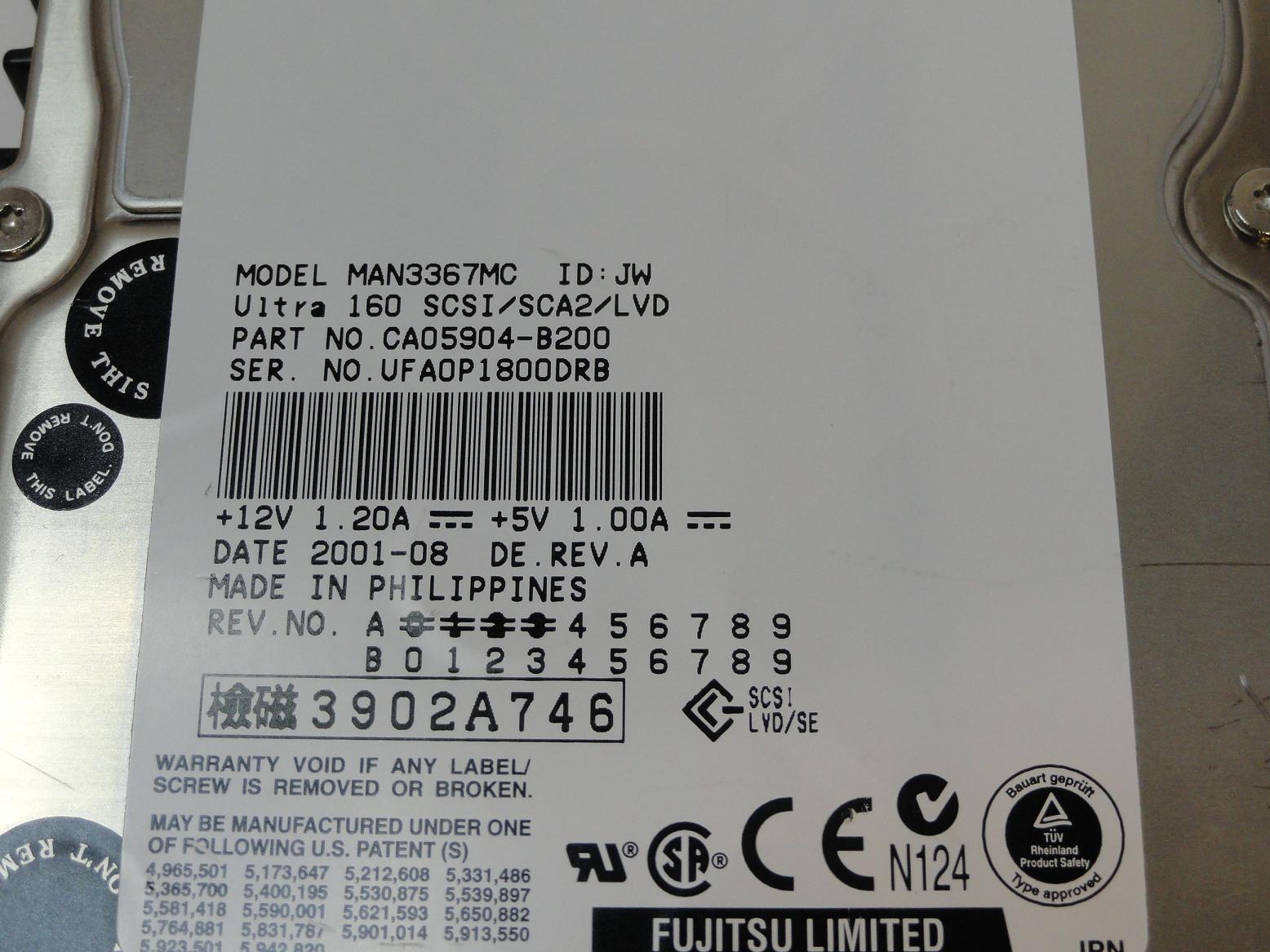 PR20740_CA06200-B14000FA_Fujitsu 36Gb SCSI 80 Pin 10Krpm 3.5in HDD - Image3