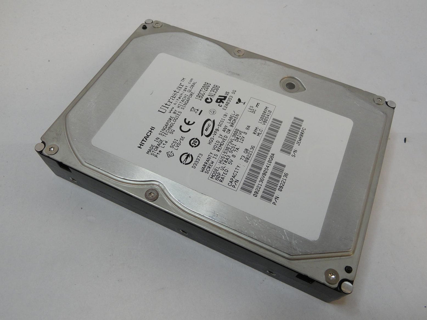 0B22136 - Hitachi 73GB SCSI 80 Pin 15Krpm 3.5in HDD - Refurbished