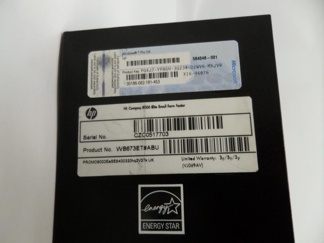 PR24357_WB673ET#ABU_HP Compaq 8000 Elite Core 2 Duo 3GHz 1Gb RAM SFF - Image2
