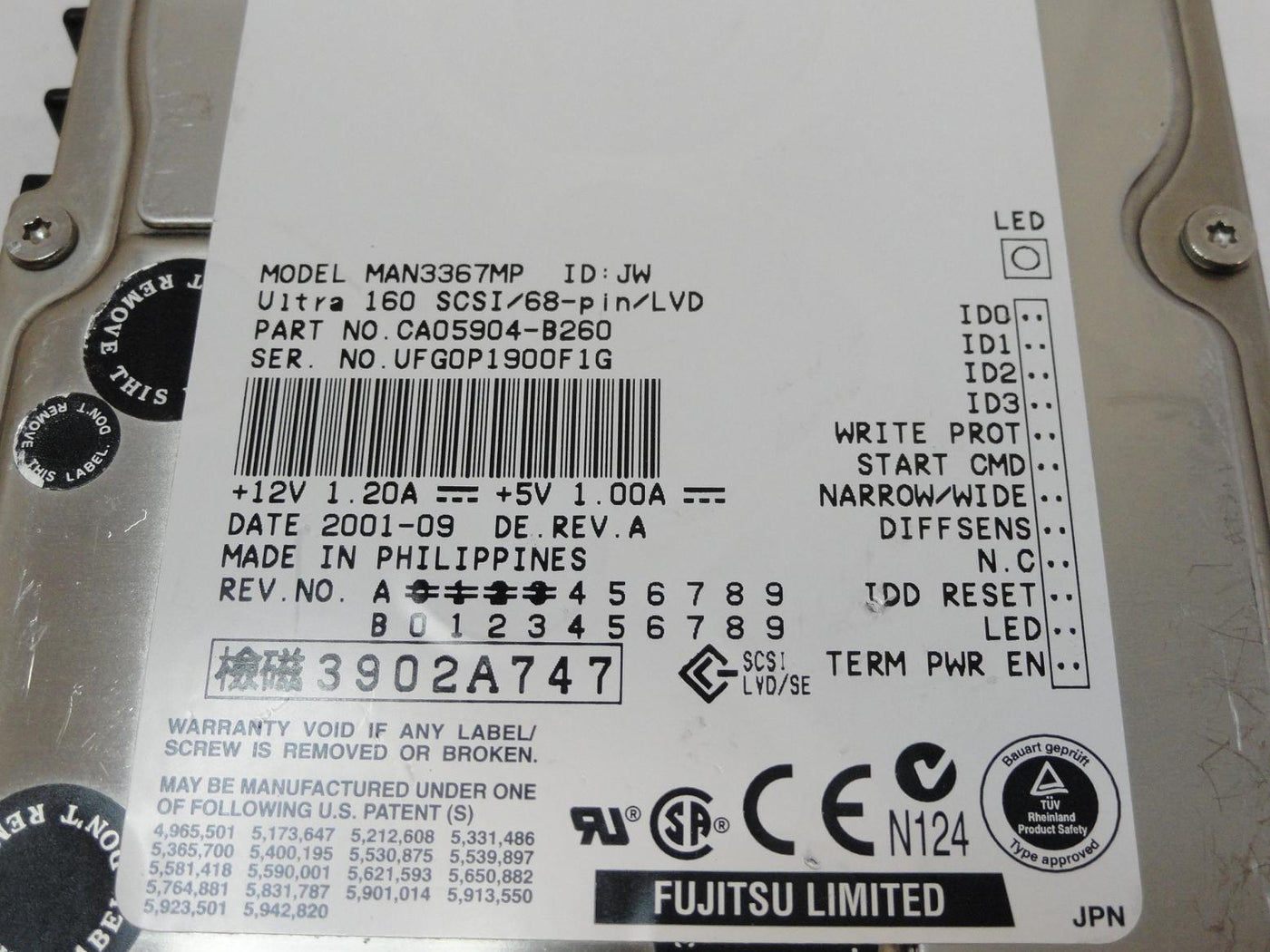 PR24375_CA05904-B260_Fujitsu 36GB SCSI 68 Pin 10Krpm 3.5in HDD - Image3