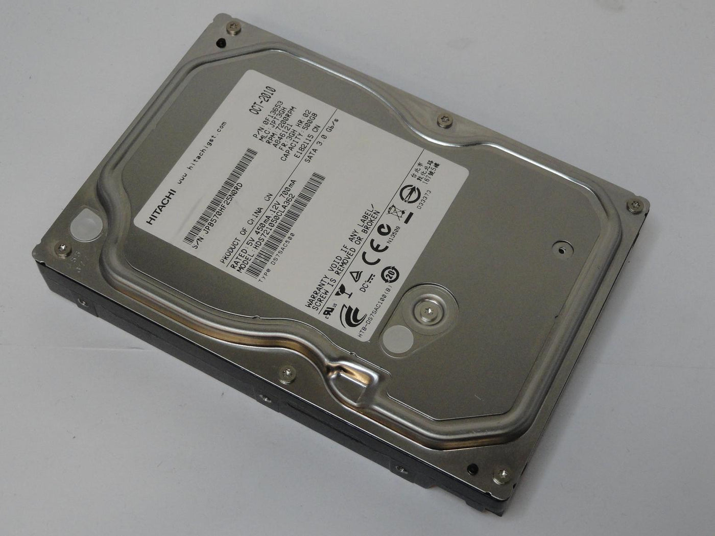 0F13653 - Hitachi 500GB SATA 7200rpm 3.5in HDD - USED