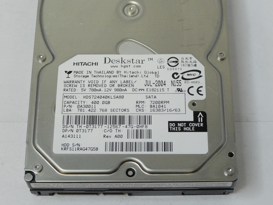 PR24673_0A30011_Hitachi Dell 400GB SATA 7200rpm 3.5in HDD - Image2