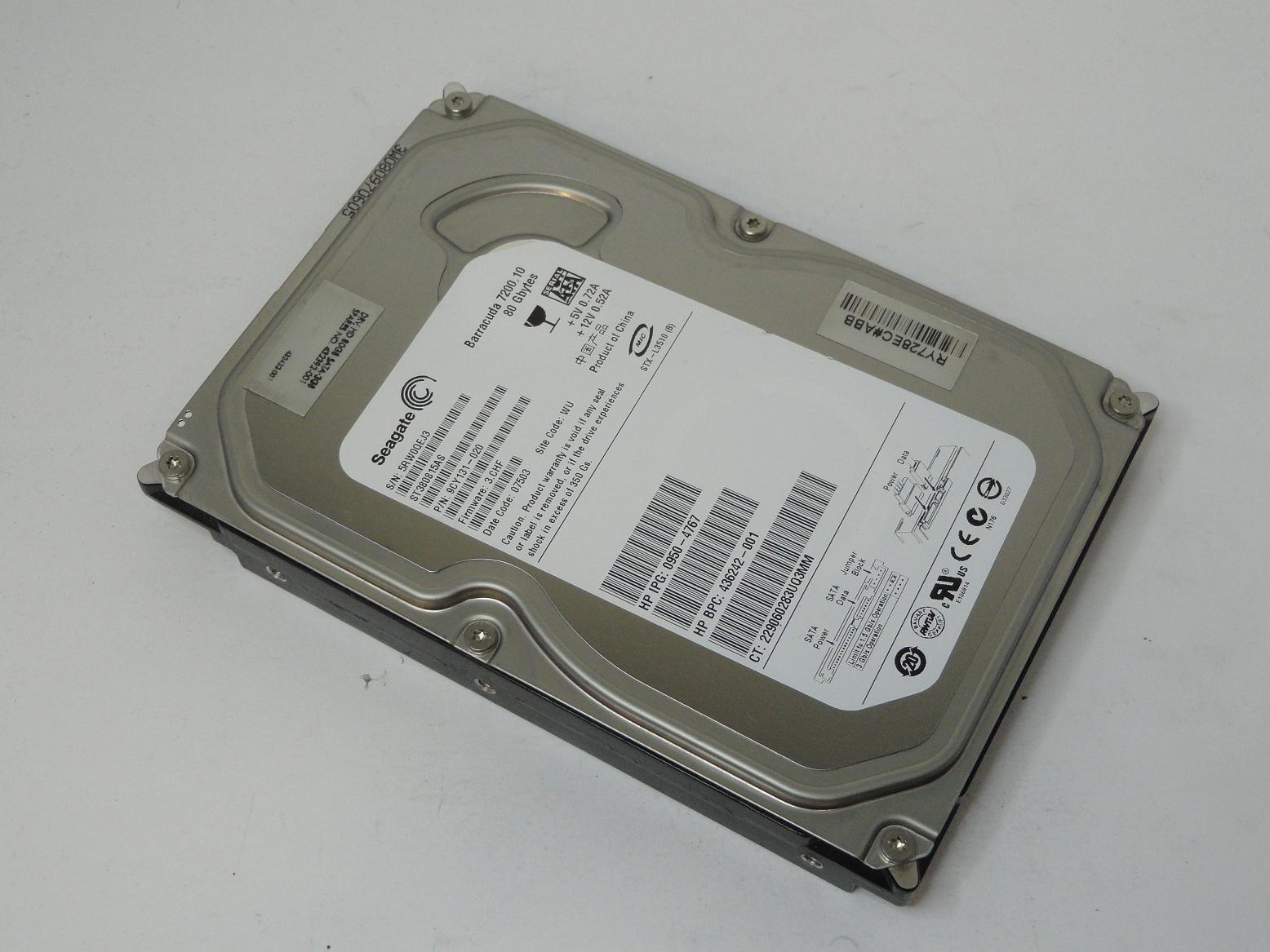 9CY131-020 - Seagate HP 80GB SATA 7200rpm 3.5in Barracuda 7200.10 HDD - Refurbished