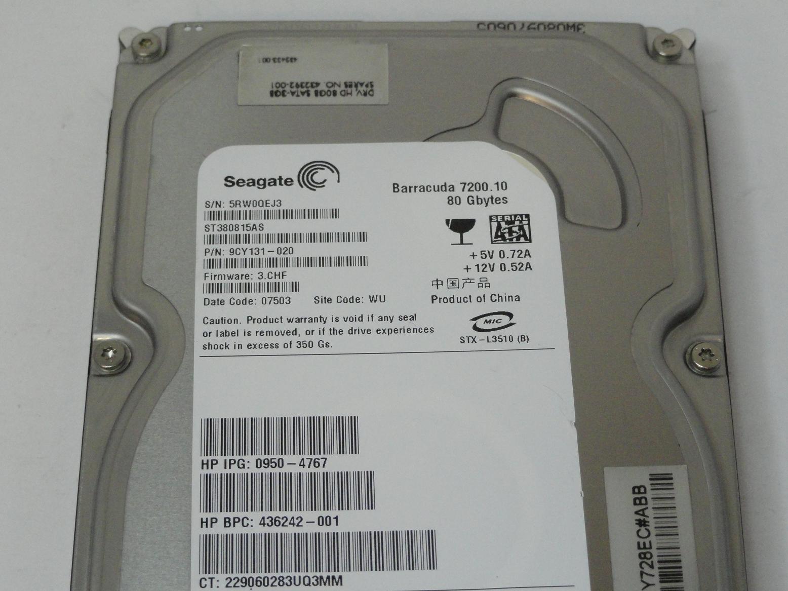 PR24803_9CY131-020_Seagate HP 80GB SATA 7200rpm 3.5in HDD - Image2