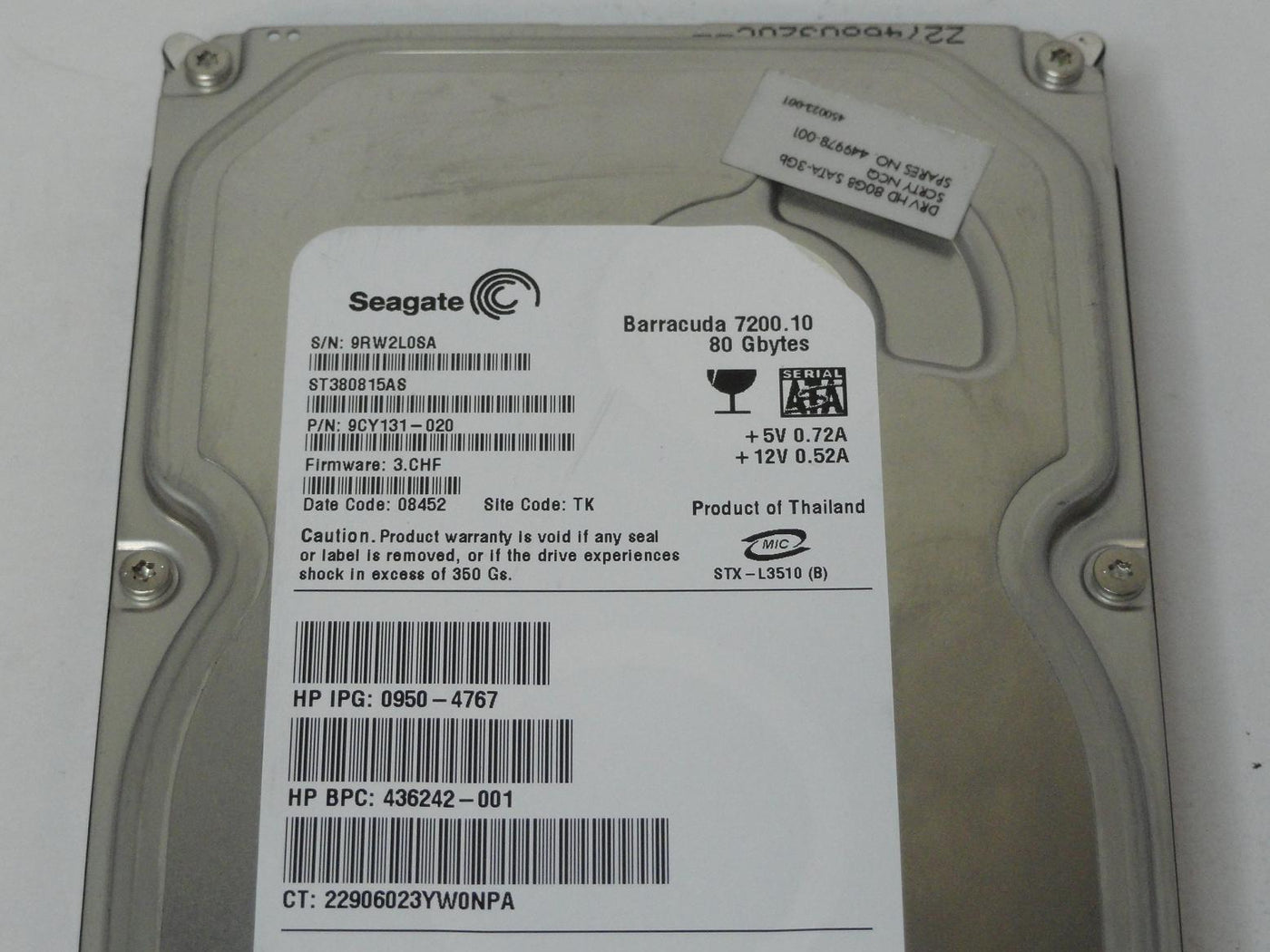 PR25038_9CY131-020_Seagate HP 80GB SATA 7200rpm 3.5in HDD - Image3