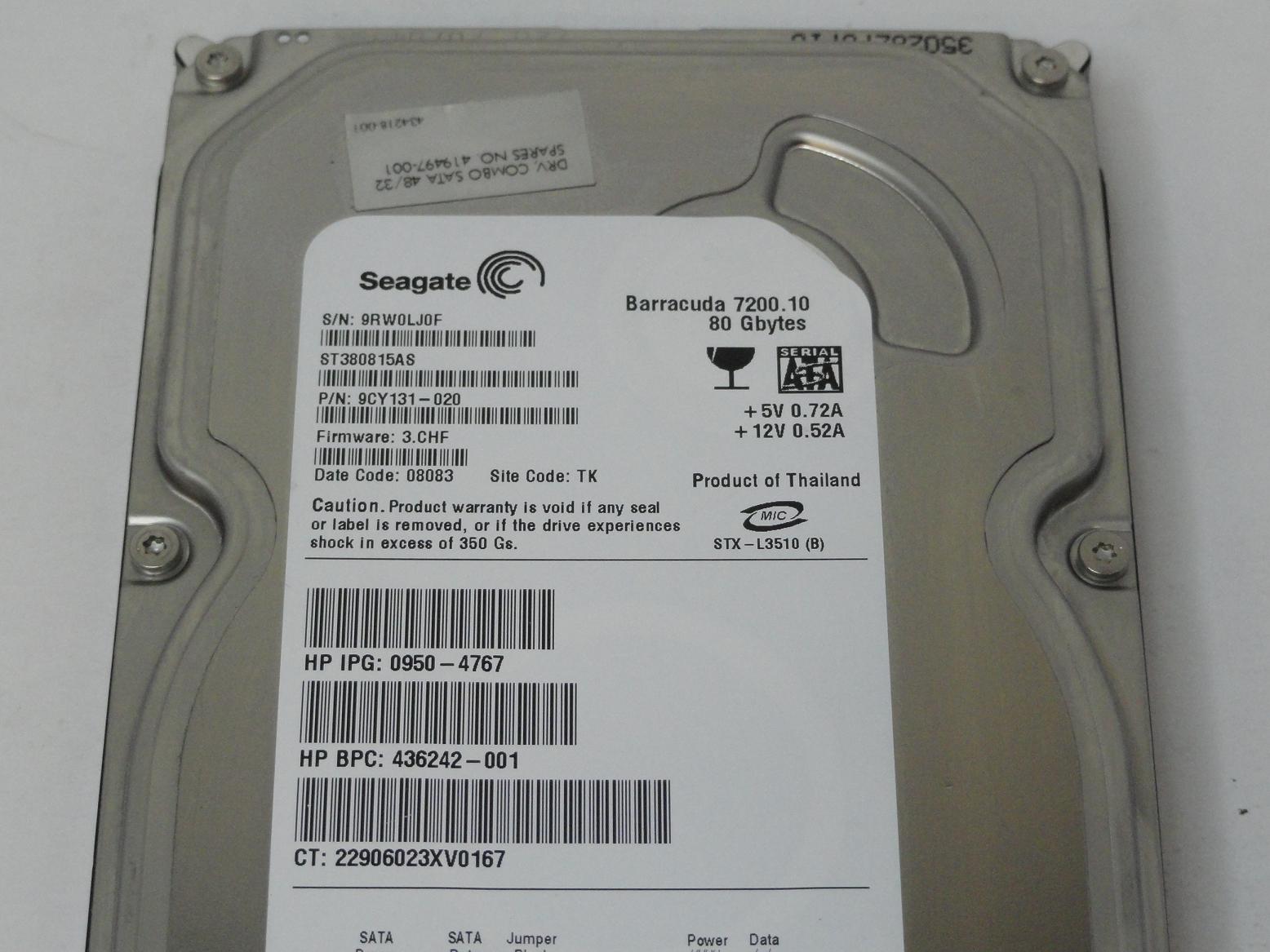 PR25073_9CY131-020_Seagate HP 80GB SATA 7200rpm 3.5in HDD - Image3