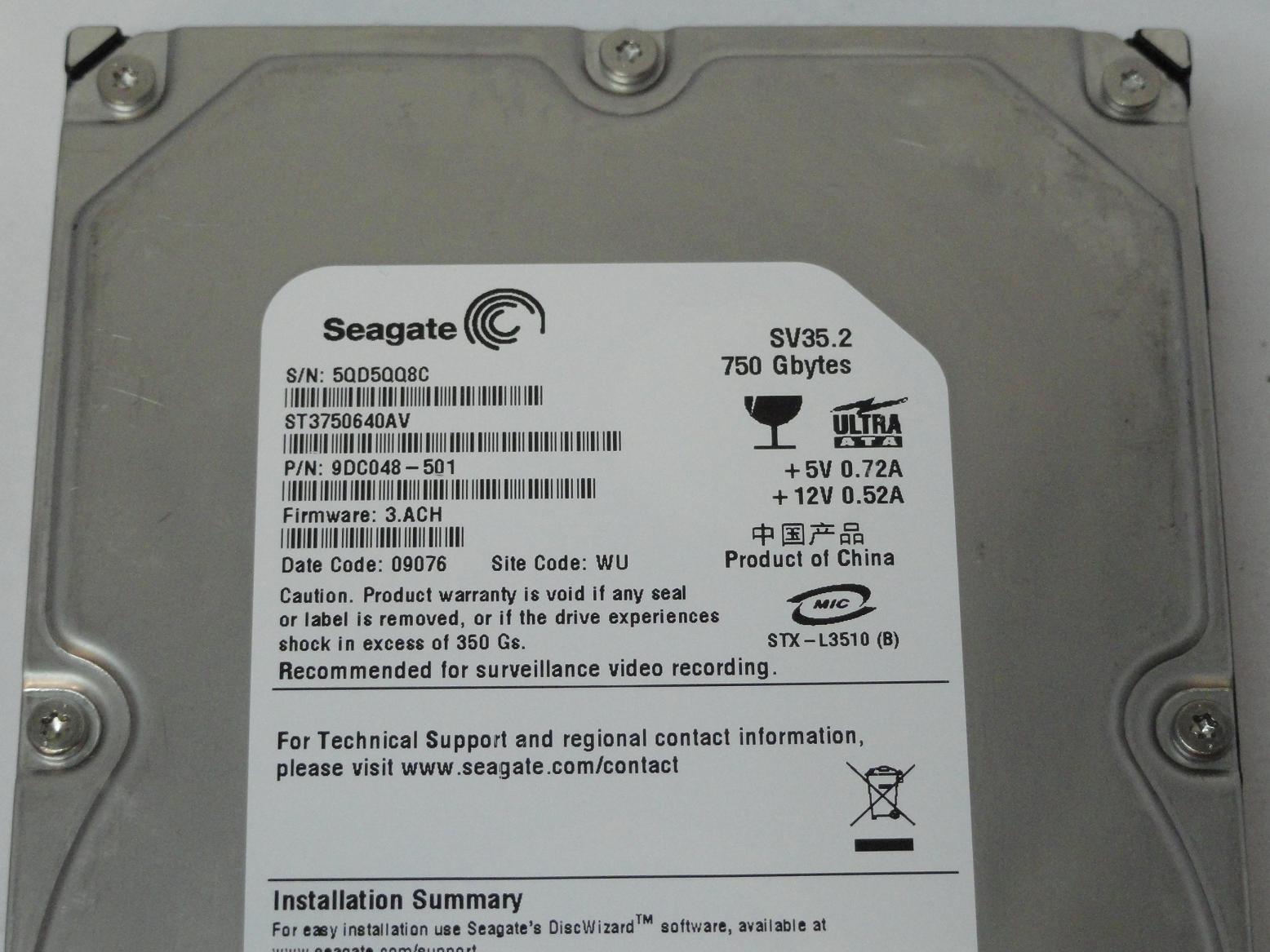 PR24918_9DC048-501_Seagate 750GB IDE 7200rpm 3.5in HDD - Image3