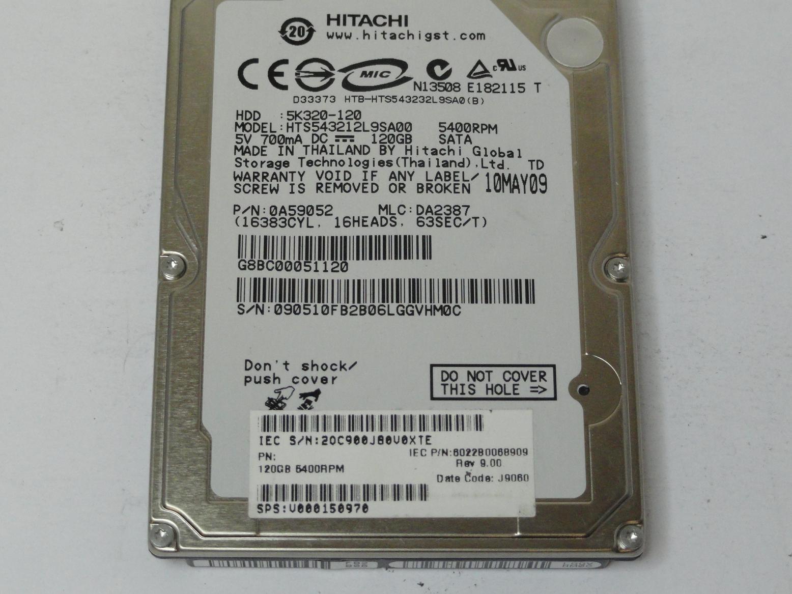 PR24848_0A59052_Hitachi IEC 120GB SATA 5400rpm 2.5in HDD - Image3