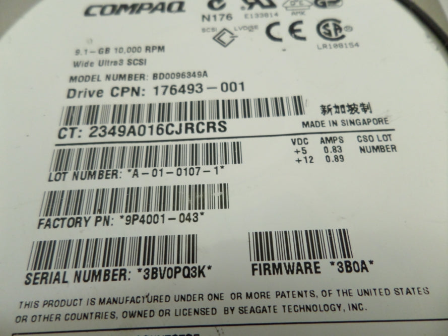 9P4001-043 - Seagate Compaq 9.1Gb SCSI 80 Pin 10Krpm HDD - USED