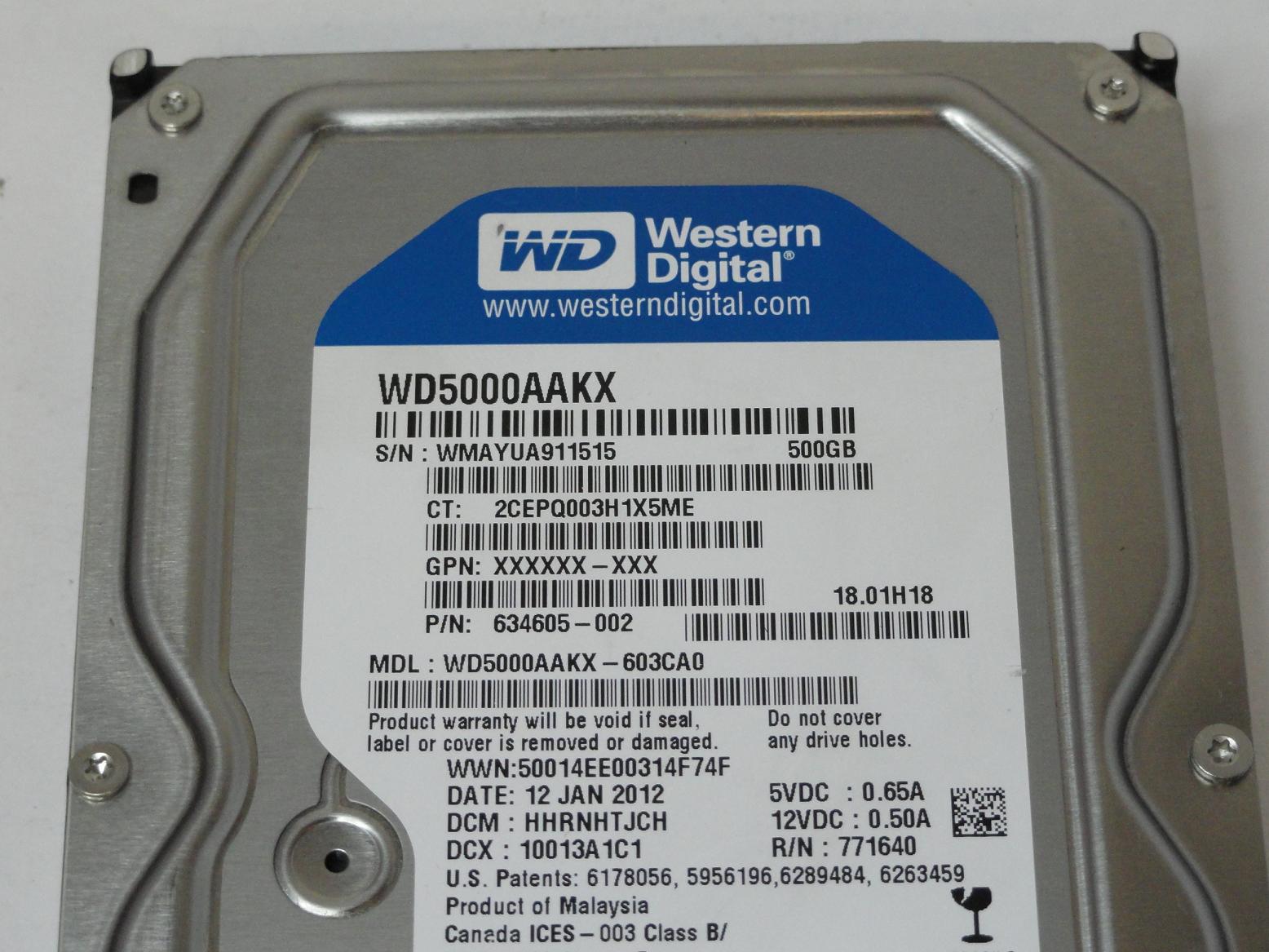 PR25318_WD5000AAKX-603CA0_HP / Western Digital 500Gb SATA 7200rpm 3.5in HDD - Image3