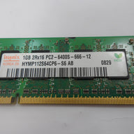HYMP112S64CP6-S6 - Hynix 1GB 200p PC2-6400 CL6 8c 64x16 DDR2-800 2Rx16 1.8V SODIMM - Refurbished