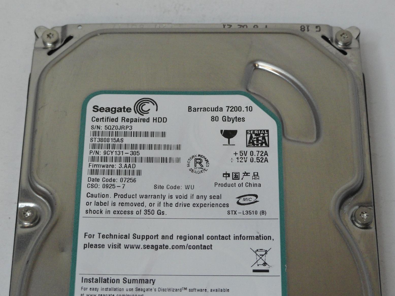 PR25074_9CY131-305_Seagate 80GB SATA 7200rpm 3.5in Recertified HDD - Image3