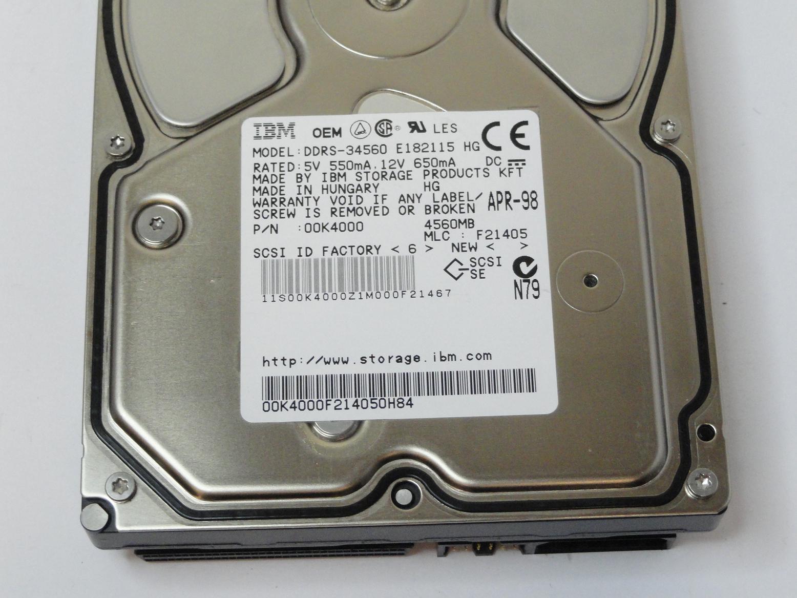 IBM DDRS-34560 4.5GB SCSI 68pin 3.5in HDD | 00K4000 | USED · PC User