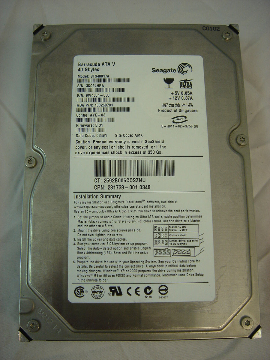 PR03833_9W4004-030_Seagate Compaq 40GB IDE 7200rpm 3.5in HDD - Image2