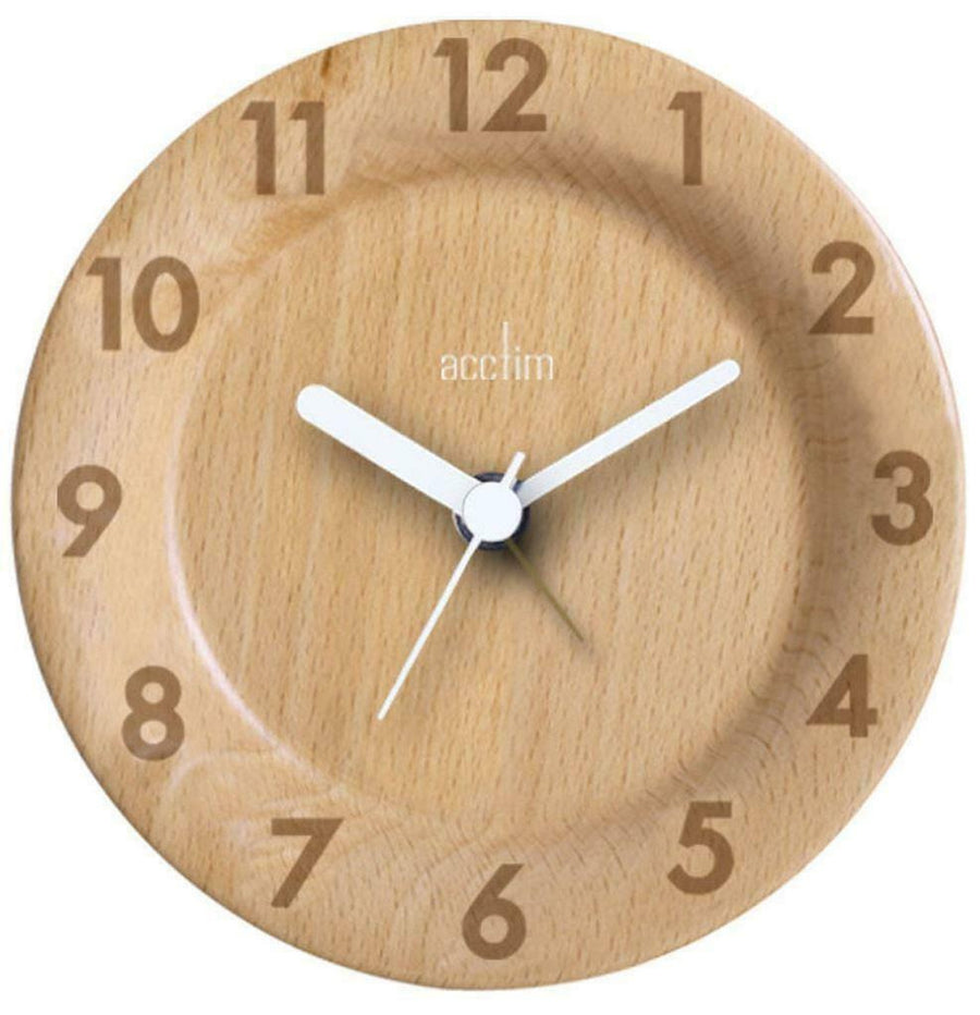 Acctim Epping Round Wooden Table Clock in Natural 33781