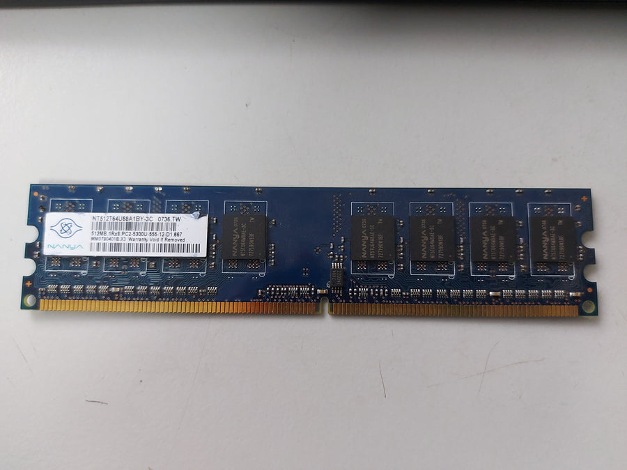 Nanya HP 512MB PC2-5300 DDR2-667MHz non-ECC Unbuffered CL5 240-Pin DIMM Module ( NT512T64U88A1BY-3C 377725-888 ) REF