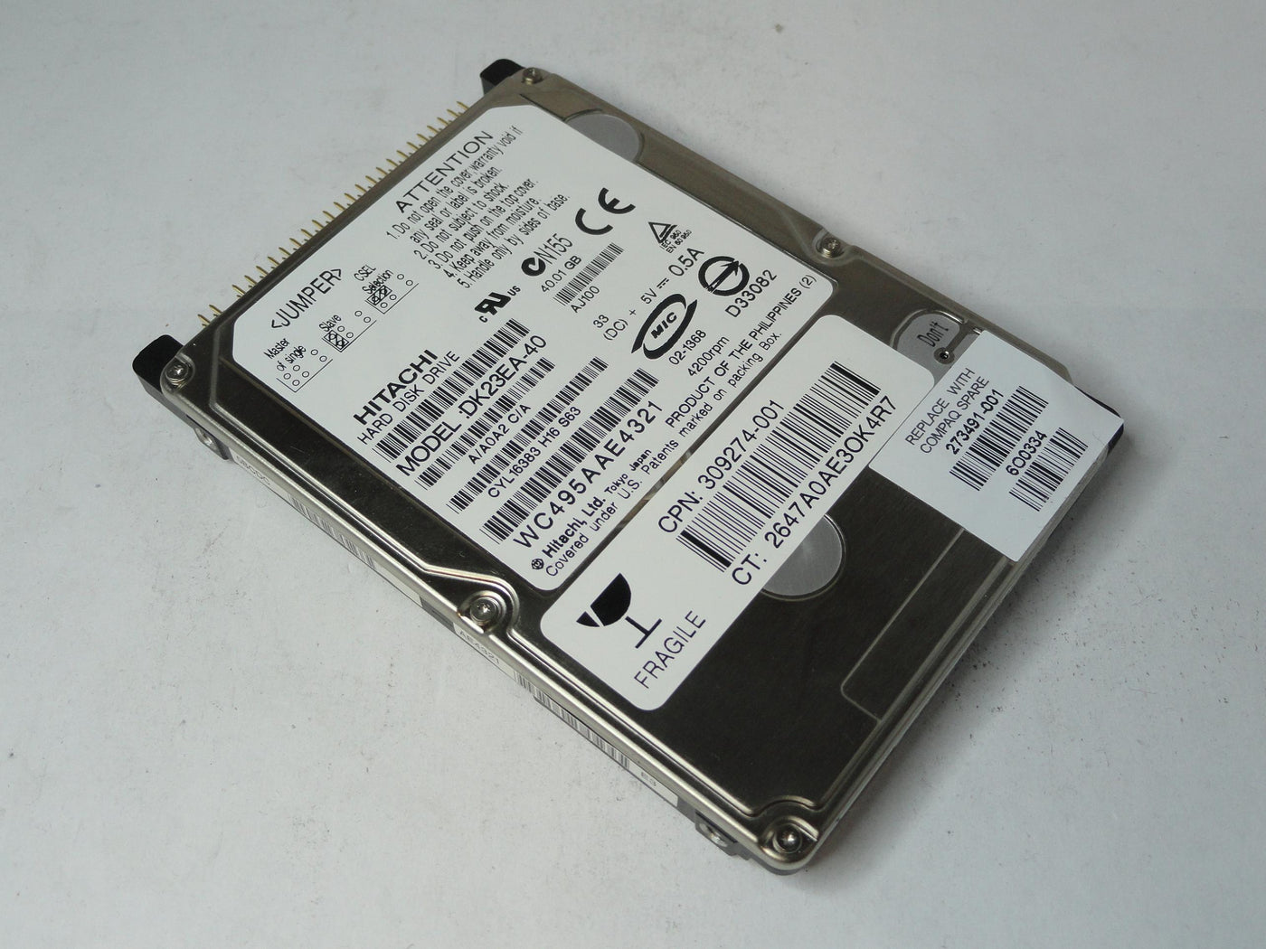Hitachi Compaq 40Gb IDE 4200rpm 2.5in HDD ( DK23EA-40 273491-001 309274-001 ) REF