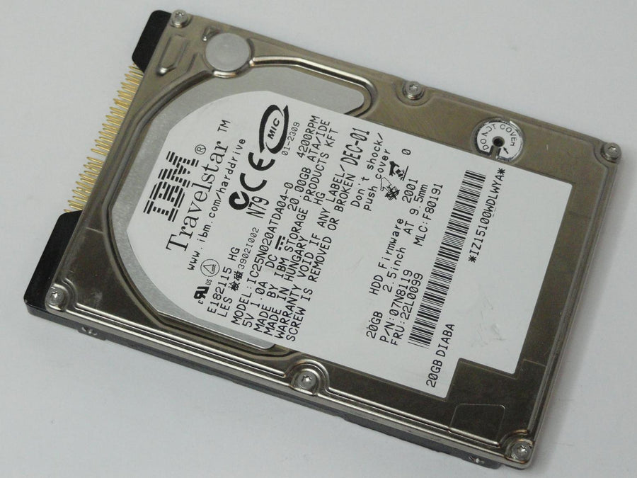 07N8119 - IBM 20GB IDE 4200rpm 2.5in HDD - Refurbished