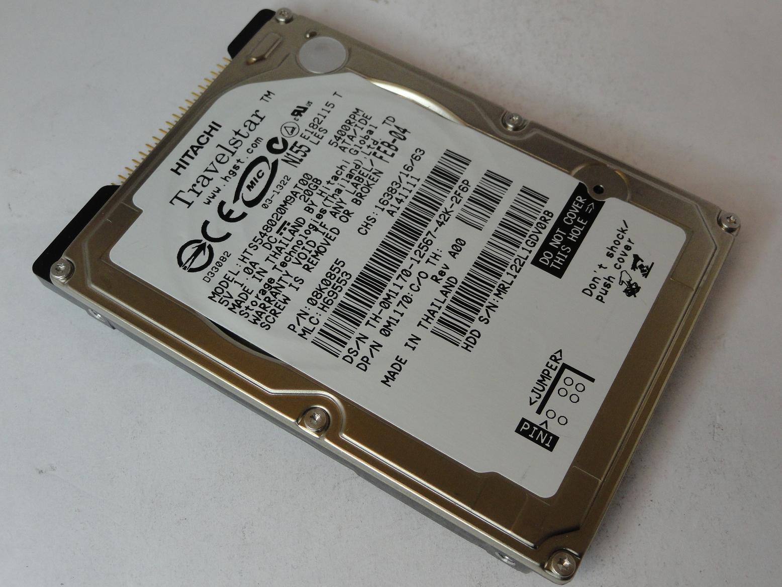 08K0855 - Hitachi Dell 20Gb IDE 5400rpm 2.5in HDD - Refurbished