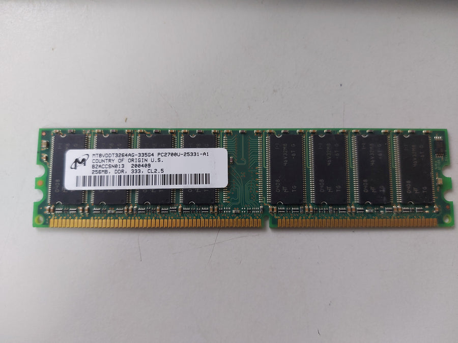 Micron 256MB PC2700 DDR-333MHz non-ECC Unbuffered CL2.5 184-Pin DIMM ( MT8VDDT3264AG-335G4 ) REF