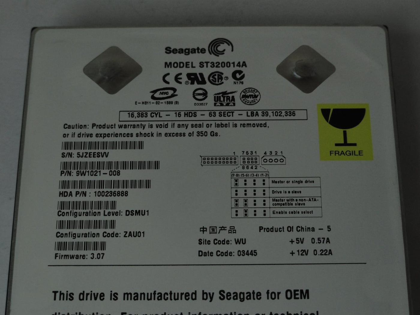 PR19090_9W1021-008_Seagate 20GB IDE 5400rpm 3.5in HDD - Image3