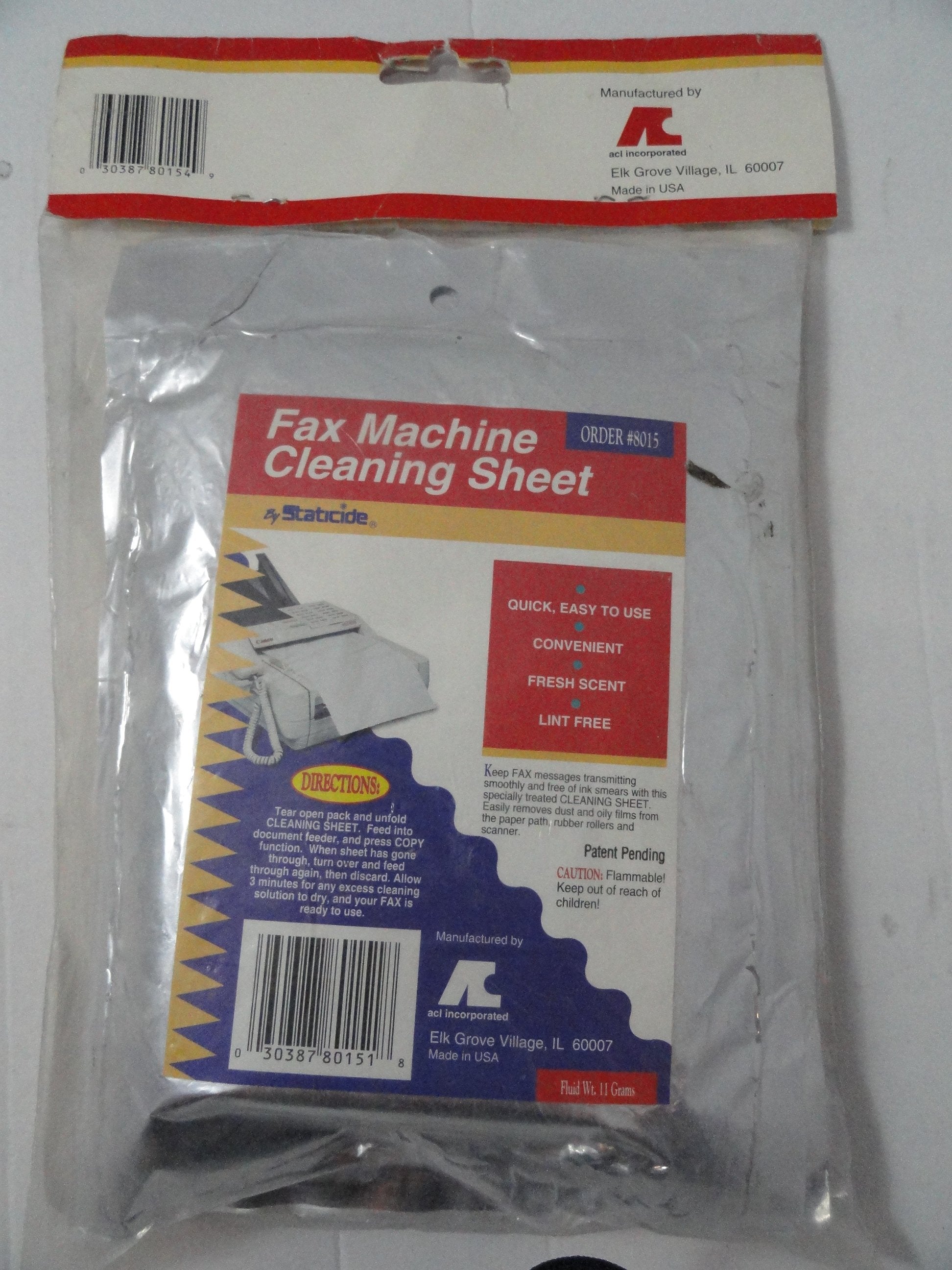 8015-4PK - Staticide 4 Pack of Lint Free Fax Machine Cleaning Paper - Refurbished