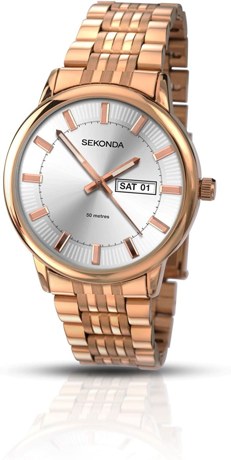 Sekonda Men's Fashion Designer Rose Gold Bracelet Watch 1185