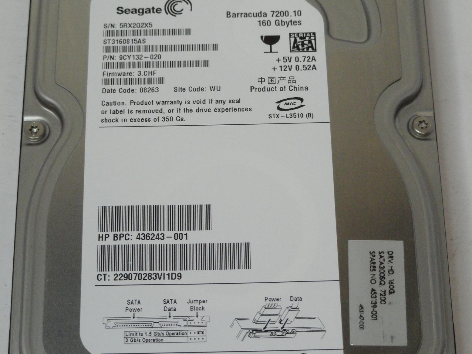 PR25052_9CY132-020_Seagate HP 160GB SATA 7200rpm 3.5in HDD - Image3