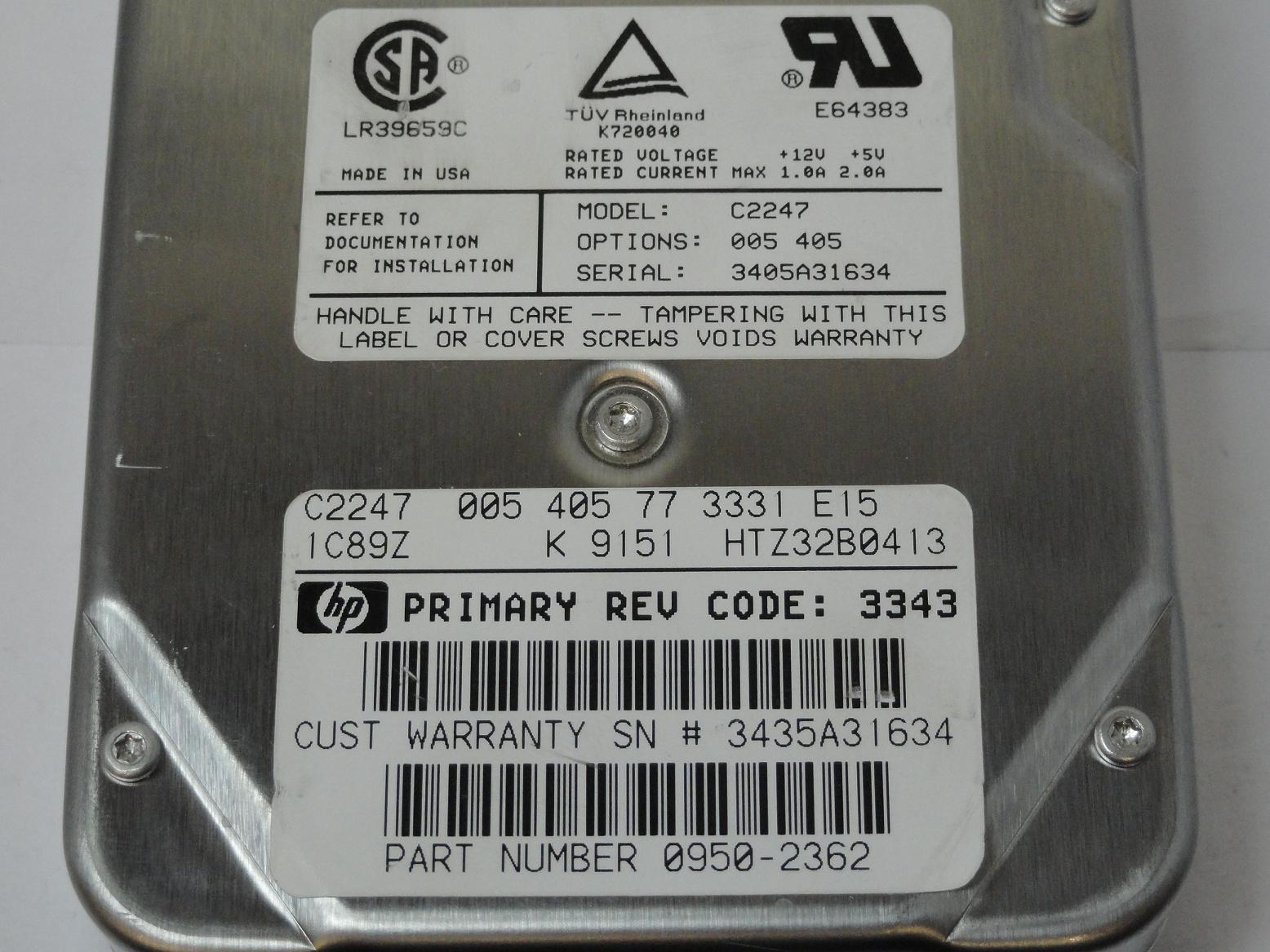 MC3783_0950-2362_HP 1GB SCSI 50 Pin 5400rpm 3.5in HDD - Image3