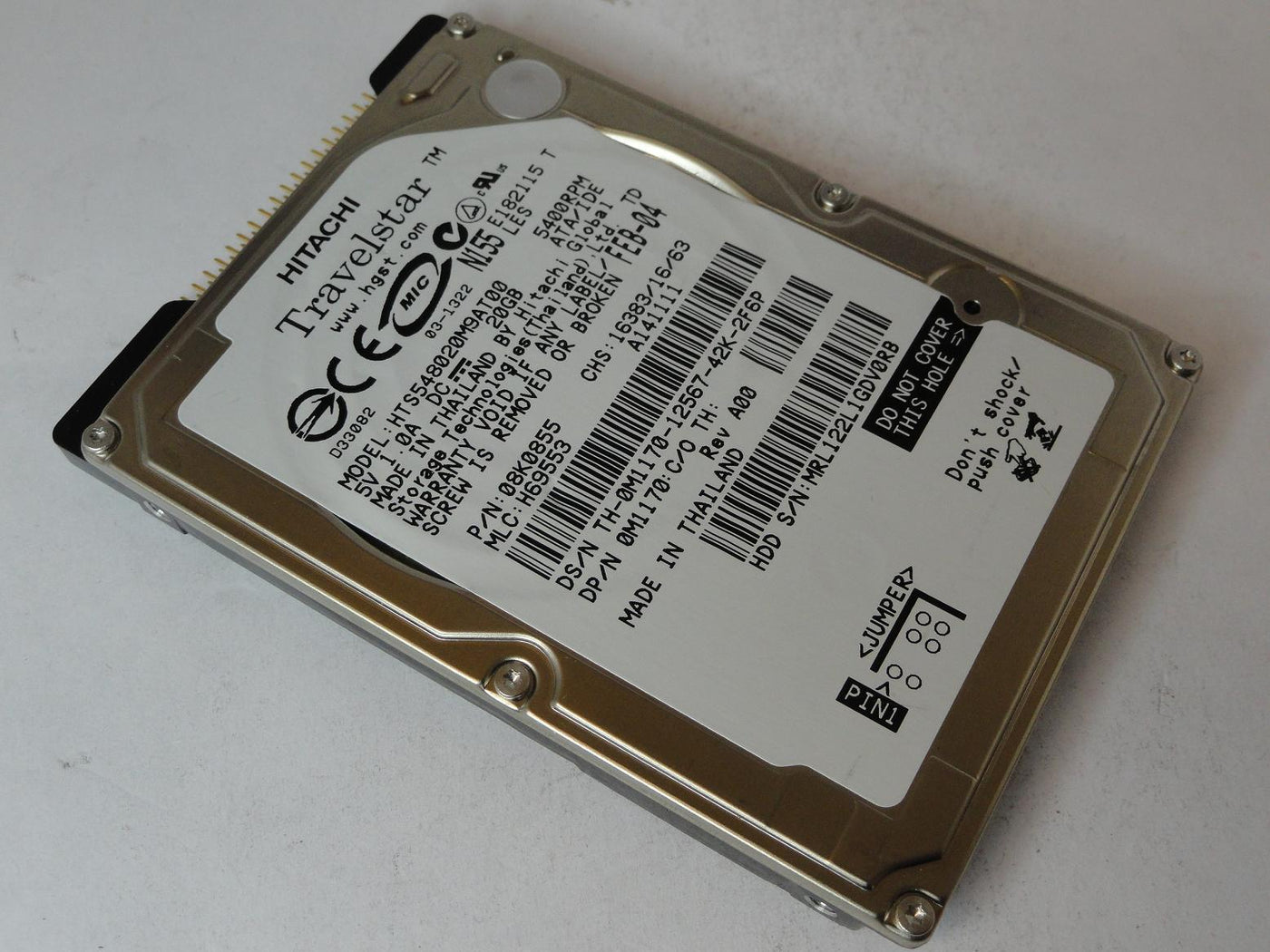08K0855 - Hitachi Dell 20Gb IDE 5400rpm 2.5in HDD - USED
