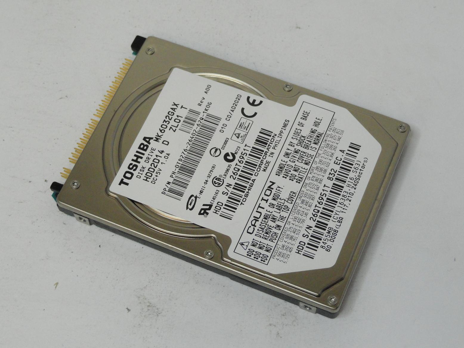 HDD2D14 - Toshiba Dell 60GB IDE 5400rpm 2.5in HDD - Refurbished