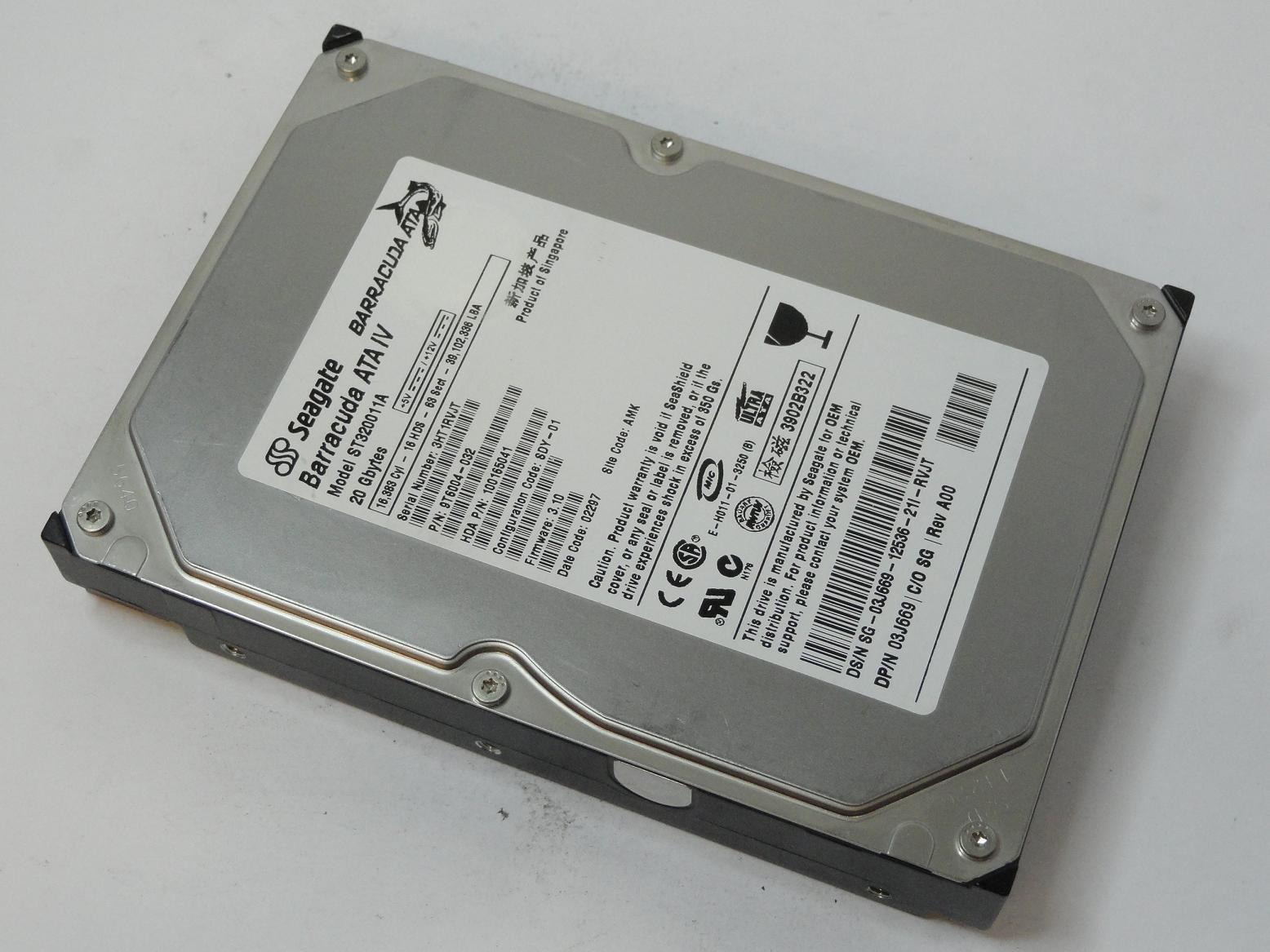 9T6004-032 - Seagate Dell 20GB IDE 7200rpm 3.5in Barracuda ATA IV HDD - USED